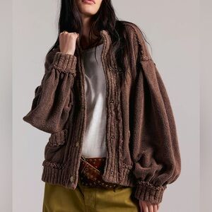 New w/ Flaw Free People We The Free Cute In This Cardi Cardigan Sweater Brownies